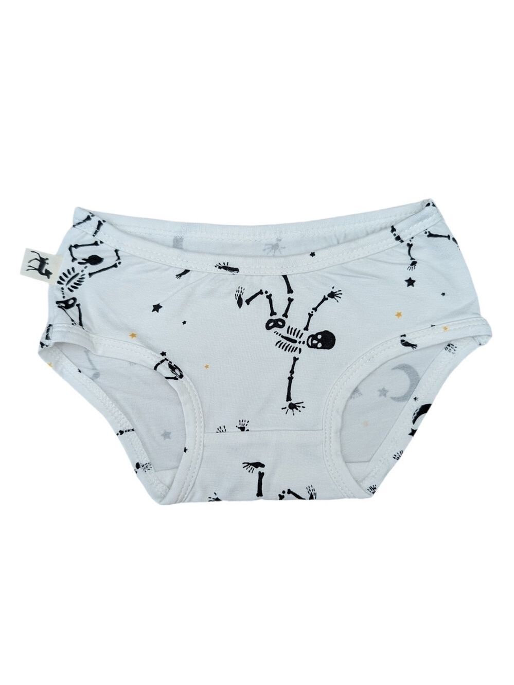 🇨🇦 Bambi & Birdie Playful Skeleton Print Kids Girl Toddler Underwear - White